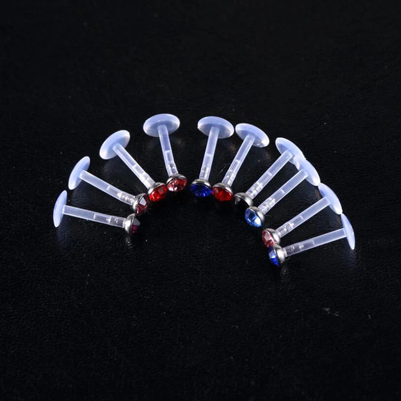 10 шт./лот мягкий стержень из нержавеющей стали белый камень для губ ногтей ушей