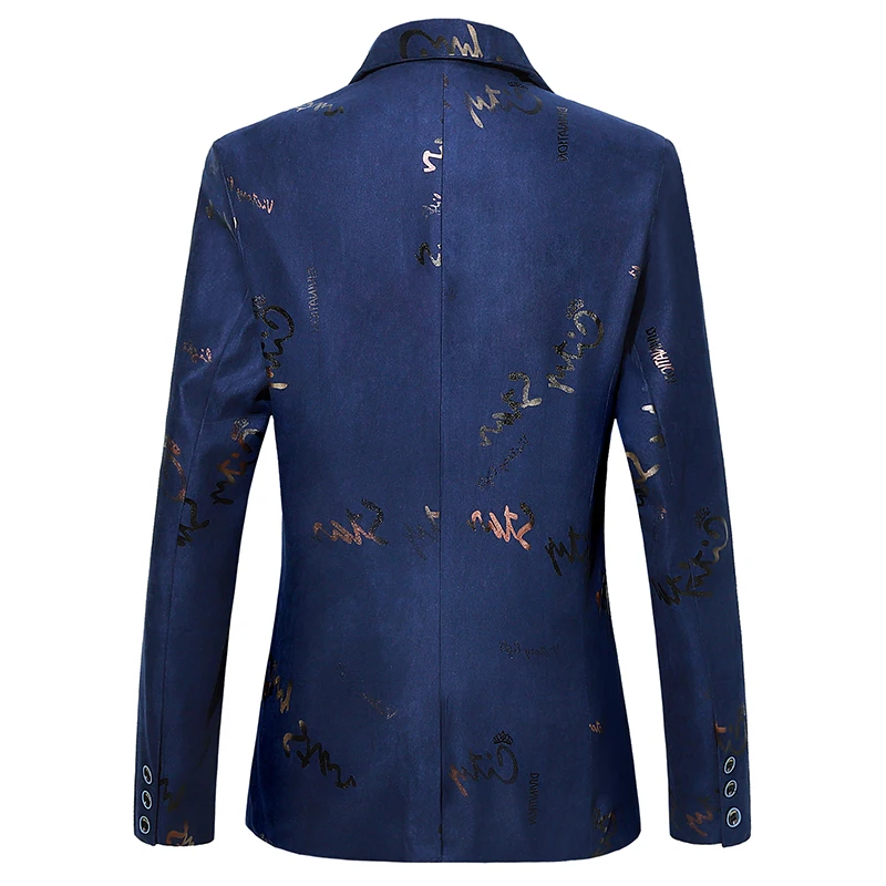 Брендовый мужской костюм Блейзер синяя Модная приталенная одежда пальто для