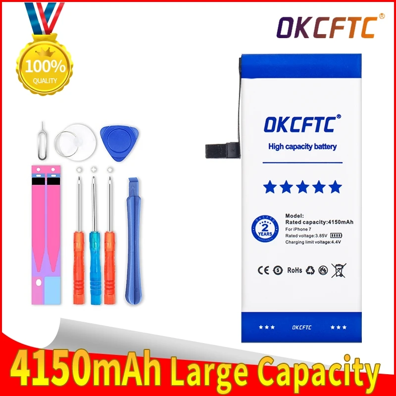 

OKCFTC 4150mAh High Capacity Phone Battery For iPhone 6S 6 7 Replacement Battery For iPhone 7 Batterie +Tool