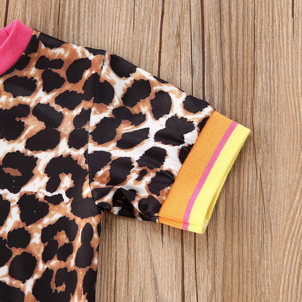 Детские леопардовые шорты на шнуровке с коротким рукавом и высокой талией летние