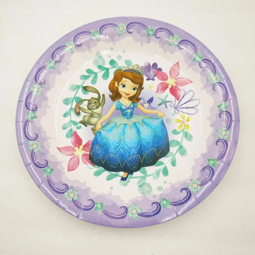 6 шт./лот 9 дюймов тематика София вечерние тарелки принадлежности для детей день