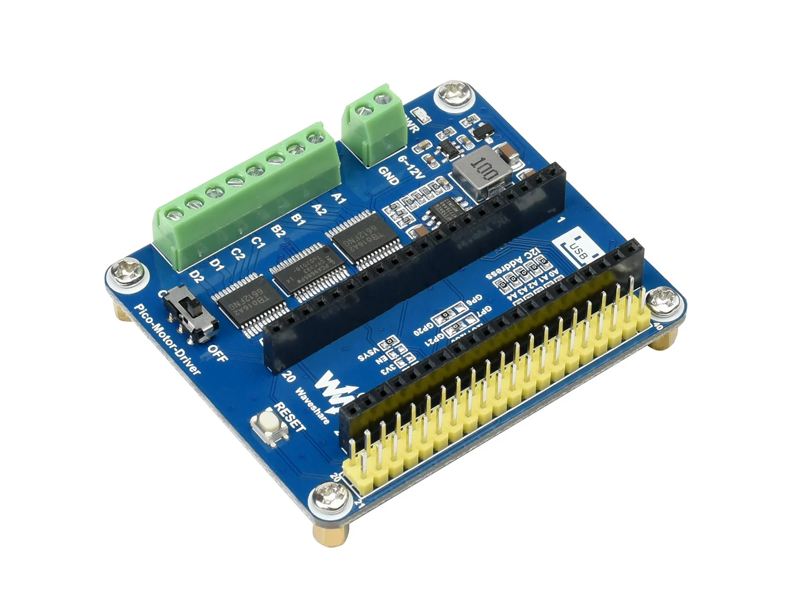 

Pico-Motor-Driver,DC Motor Driver Module For Raspberry Pi Pico, Driving Up To 4x DC Motors,Suitable For 2WD Or 4WD Driving
