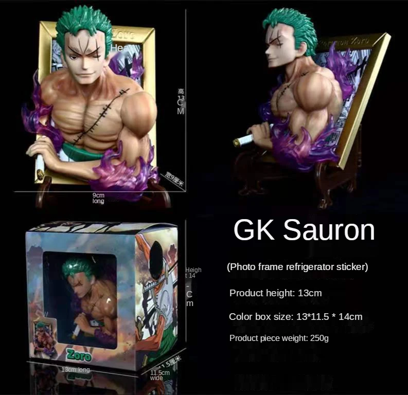 

13CM Anime One Piece GK Zoro Nami Usopp Action Figure Frame Fridge Magnet Toy Boxed Collectible Model Children's Gift Decoration