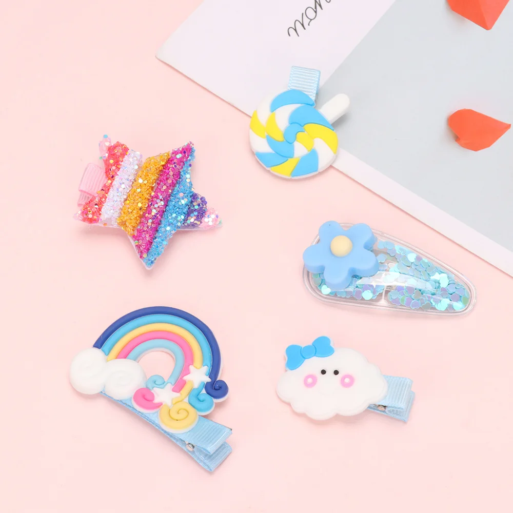 5 шт. в одном наборе креативная заколка для волос мультяшная радужная модная
