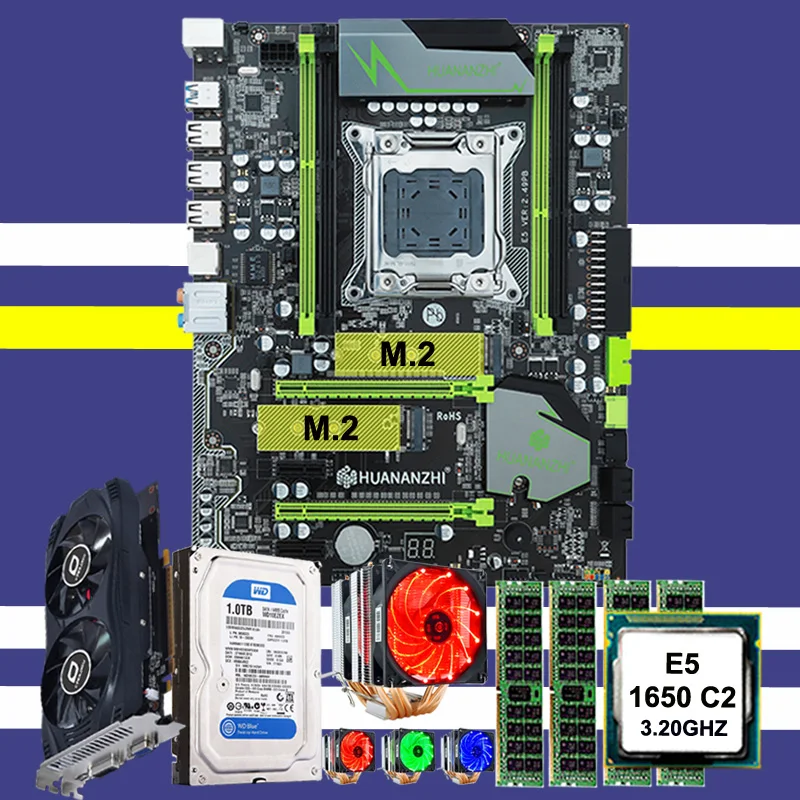 Новое поступление HUANAN X79 материнская плата Процессор Xeon E5 1650 C2 С 6 тепловыми трубками кулер ram 32G(4*8G) 1 ТБ SATA HDD GTX750Ti 2G видеокарта