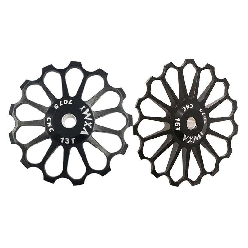 

VXM 2 Pcs MTB Bicycle Ceramics Rear Derailleur Wheel Road Bike Guide Roller Ceramics Bearing Parts Black, 13T & 15T
