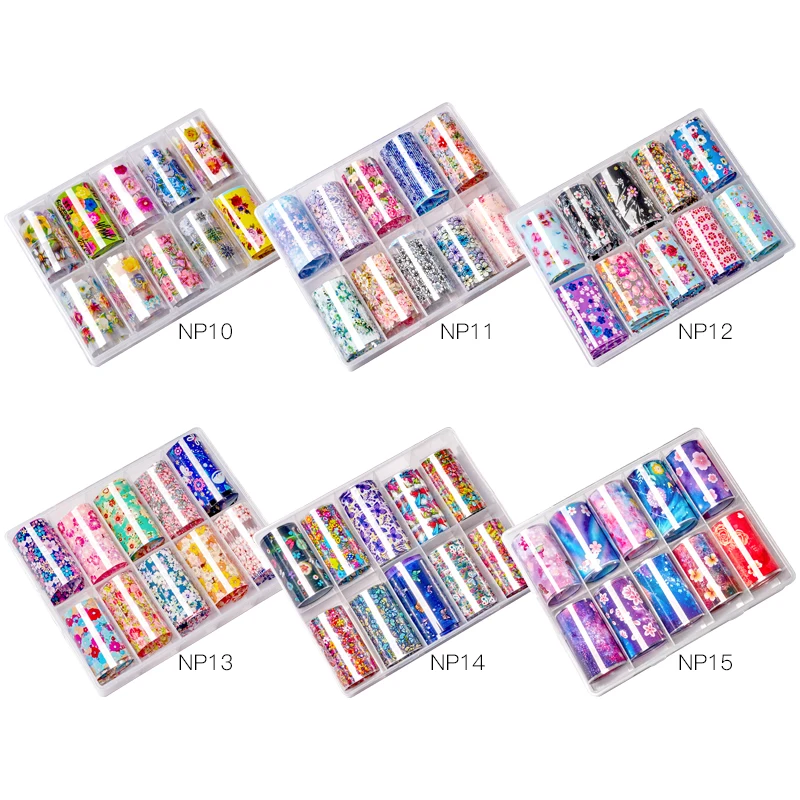 10 рулонов наклейки из фольги для ногтей цветы бабочки розовые весенние летние