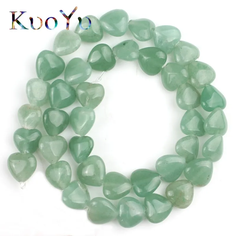 Green Aventurine 10X10 мм Сердце Любви кварцевые Нефы кристалл тигровый глаз каменные бусины россыпью спейсер натуральный камень бисера для самостоятельного изготовления ювелирных изделий Браслеты - Цвет: Green Aventurine
