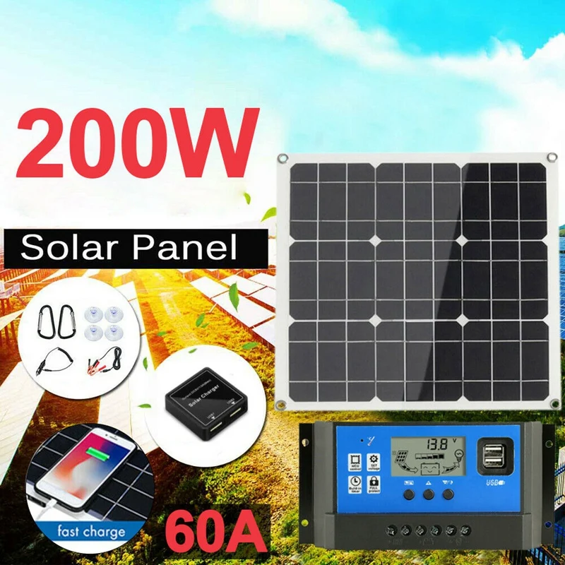 Quente do Painel Solar do rv do Controlador Fora da Grade Solar de Yo-200 w com o Barco 12v do Lcd Jogo Watts 200