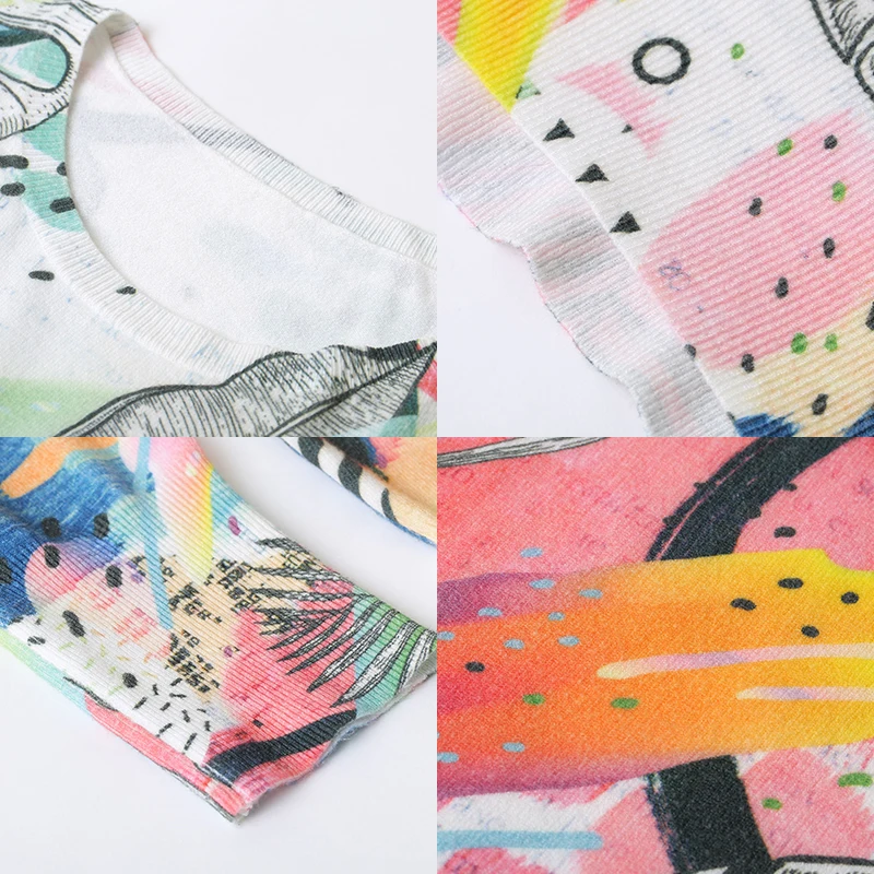 Женское вязаное платье-свитер с абстрактным принтом свободный свитер длинным