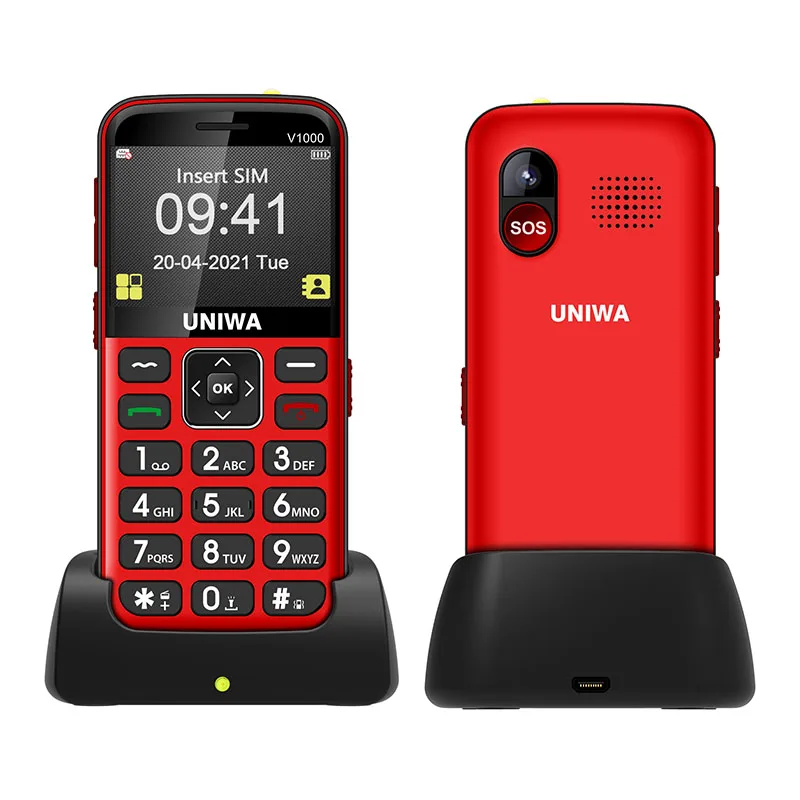 4G Feature Phone UNIWA V1000 2.31inch  Flashlight FM Single Sim 0.3MP Camera Bluetooth English Russian Keyboard CellPhone