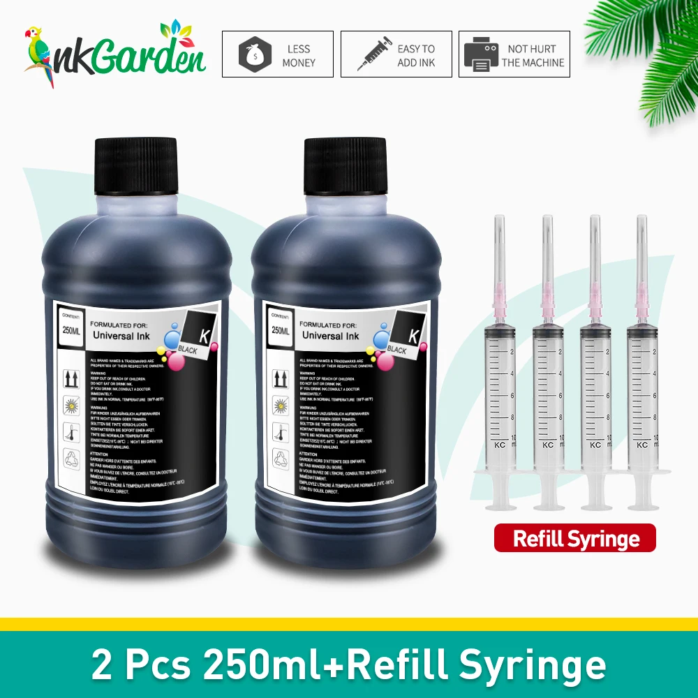 

250ML CISS Refilled Dye Ink Photo Universal high quality Ink Compatible For HP Canon Epson Brother and Ink Cartridges For HP 301