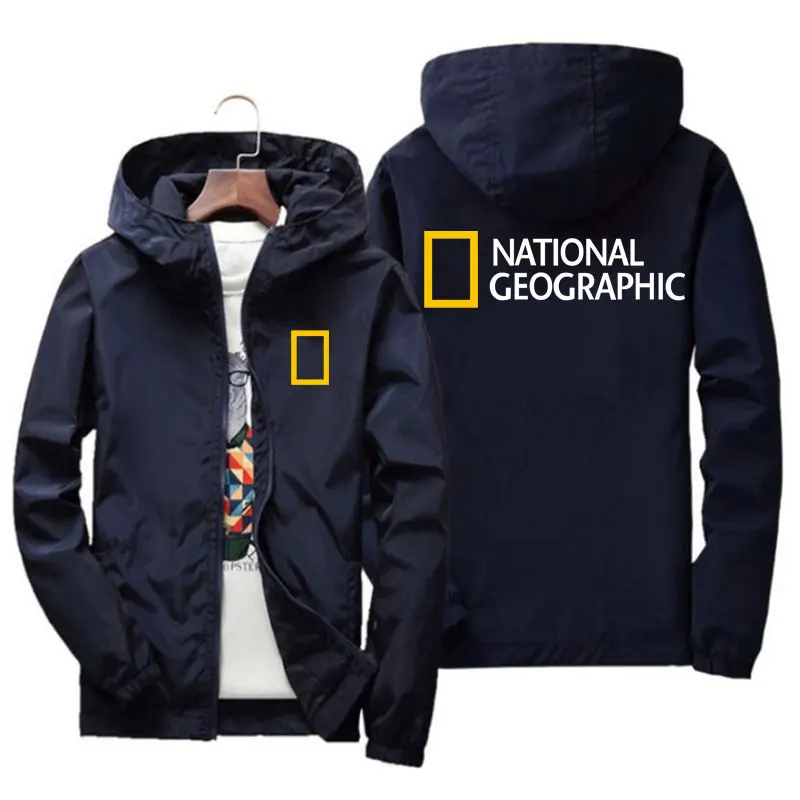 

Spring and summer National Geographic jacket men's brand street windbreaker hoodie bomber zipper thin jacket men's casual jacket