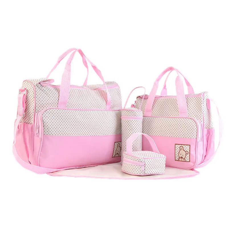 

High Quality Babies Bags Fashion Nappy Changing Bag Multifunctional Double-Shoulder Cross-Body 5 Piece Set Baby Diaper Bag