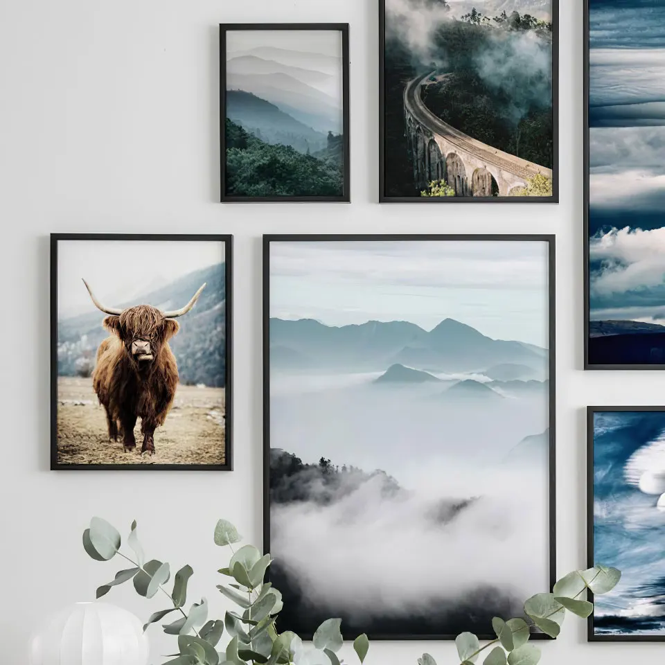 Скандинавский Як плакат Пальмовая стена искусство природа пейзаж холст живопись