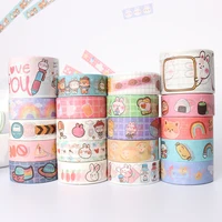 5pcs cute kawaii cartoon series colorful washi tape masking tape diy scrapbook decoration sticker label stationery