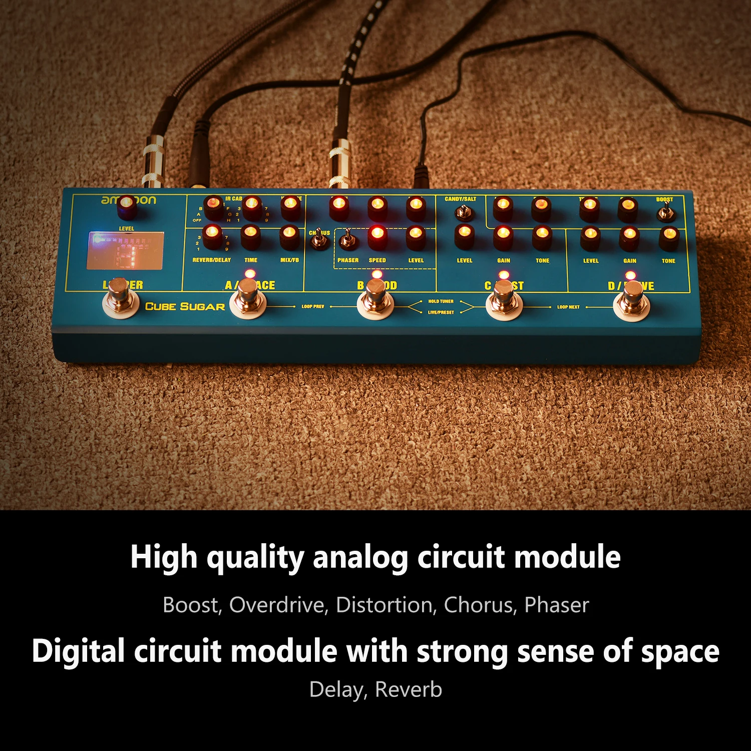 Педали эффектов для гитары ammoon CUBE SUGAR искажение овердрайв хор Fuzz Flanger задержка