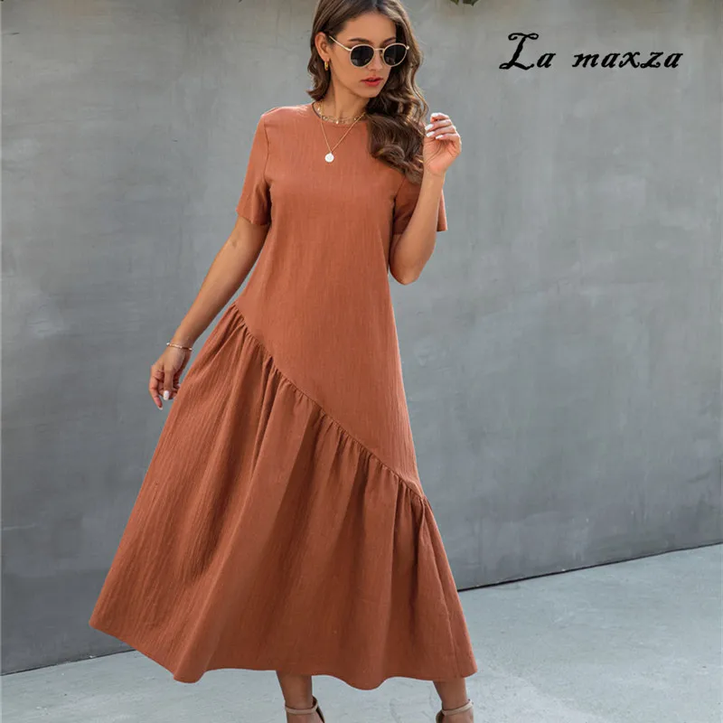 Летнее повседневное винтажное женское платье макси 2020 модное свободное с