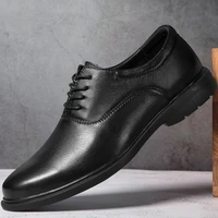 2022 spring men shoes casual genuine leather classic black comfortable derby shoe man office formal shoes for men big size 37 47