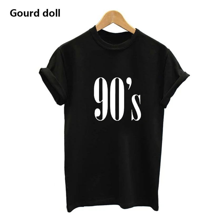 90 balck 90 Женская Футболка harajuku ulzzang в стиле панк, футболка с буквенным принтом и круглым вырезом, Женские повседневные топы tumblr - Цвет: 90 balck