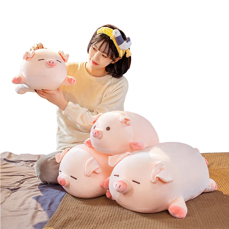 

40-60cm Soft Cartoon Pink Pig Stuffed Doll Cute Lying Plush Piggy Animal Plushie Pillow Lovely Girls Kids Baby Comforting Gift