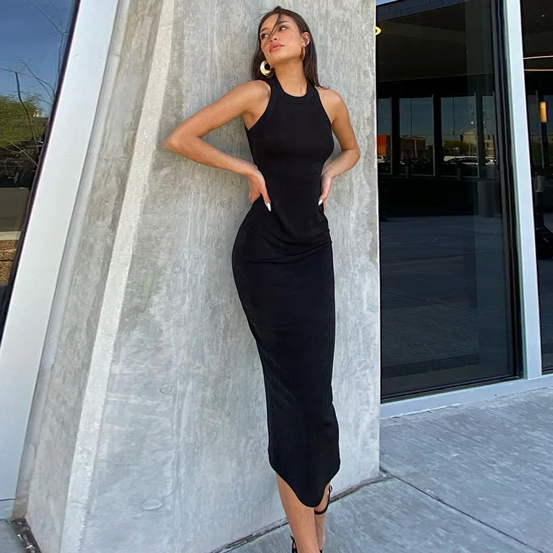 

Женское облегающее платье с открытой спиной, розово-красное боди с круглым вырезом и высокой талией, обтягивающее вечернее Клубное платье б...