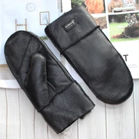 new style sheepskin mens fur gloves with thicker wool lining and winter fashion windproof and cold proof warm gloves