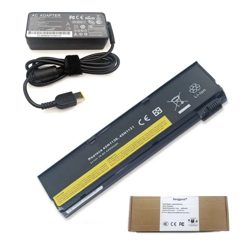 

4400mAh 45N1130 45N1131 Laptop Battery + 20V 3.25A Charger for Lenovo ThinkPad X240 T440S T440 X250 T450S X260 S440 S540 Series