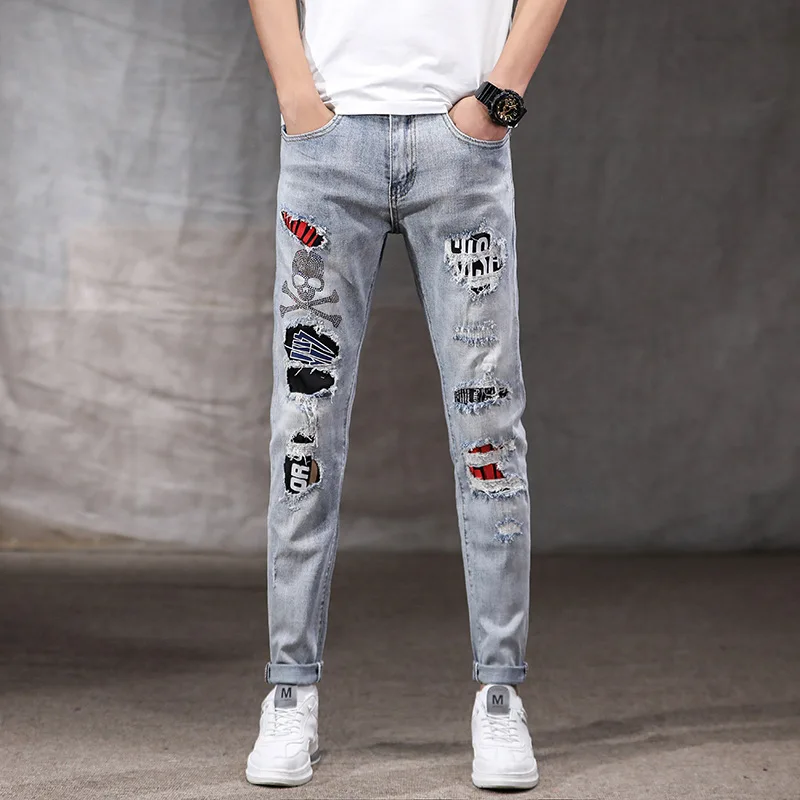 

2020 Fall New Jeans Men's Slim Fit Men's Pants Stretch Slim Casual Men's hip hop teenagers pencil Pants