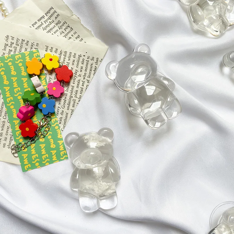 Прозрачный держатель для телефона с милым медведем подставка IPhone Samsung Xiaomi