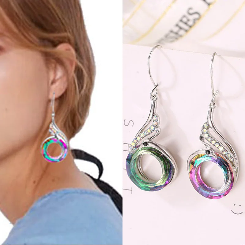 Красочные градиентные серьги великолепные Нирвана Феникса Разноцветные