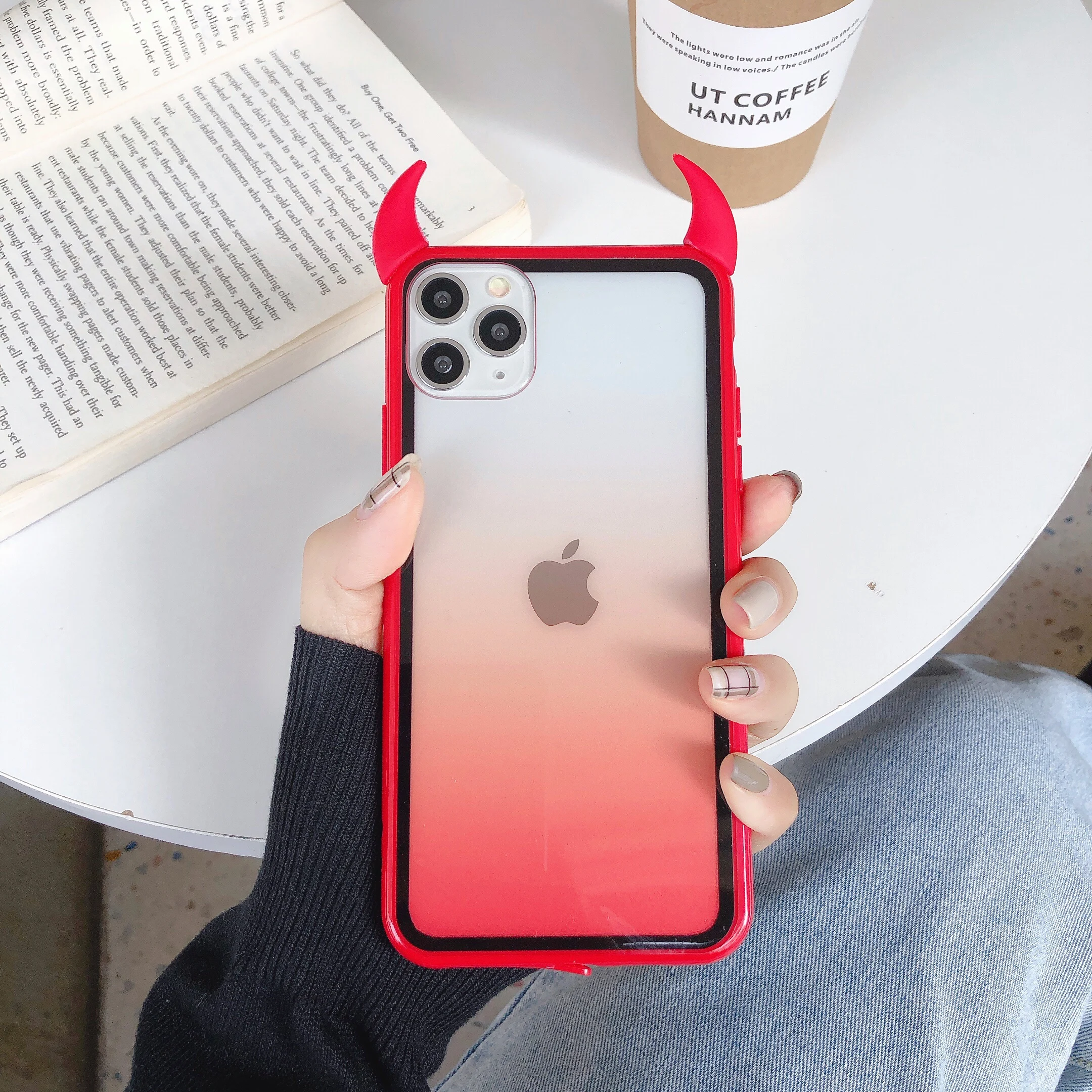 Чехол для IPhone 11 Pro Max XR X XS 7 8 6 Plus с градиентным радужным Рогом милый чехол телефона