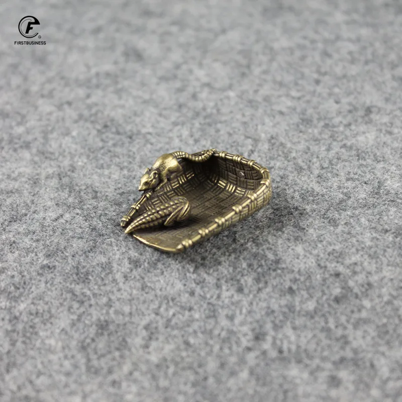 Ретро Медный Мини Совок мышь кукуруза Фен Шуй богатство украшение латунный чай