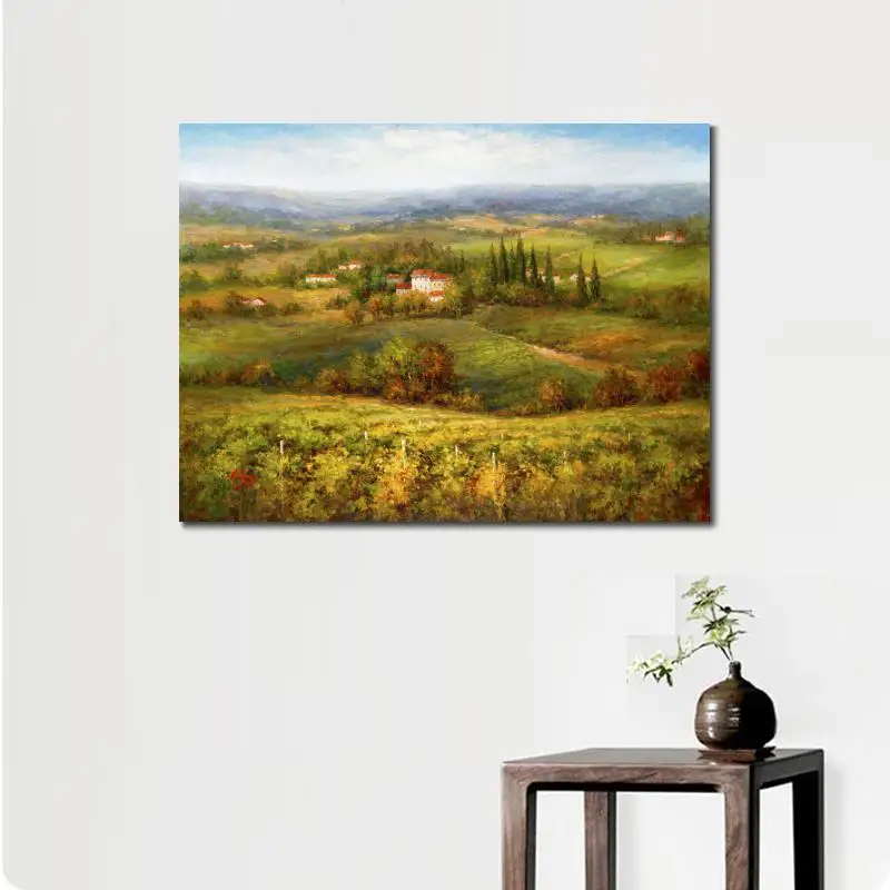 Goedkoop Wall Art Lanscapes Schilderijen Villa D Calabria Hand Geschilderde Kunstwerk Van Dorp Veld Foto Voor Home Decor