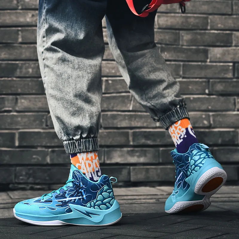 

Men's Basketball Shoes Hiph Top Blue Outdoor Sport Sneakers Basketball Pringted Men Designer Shoes Couple Zapatillas De Deporte