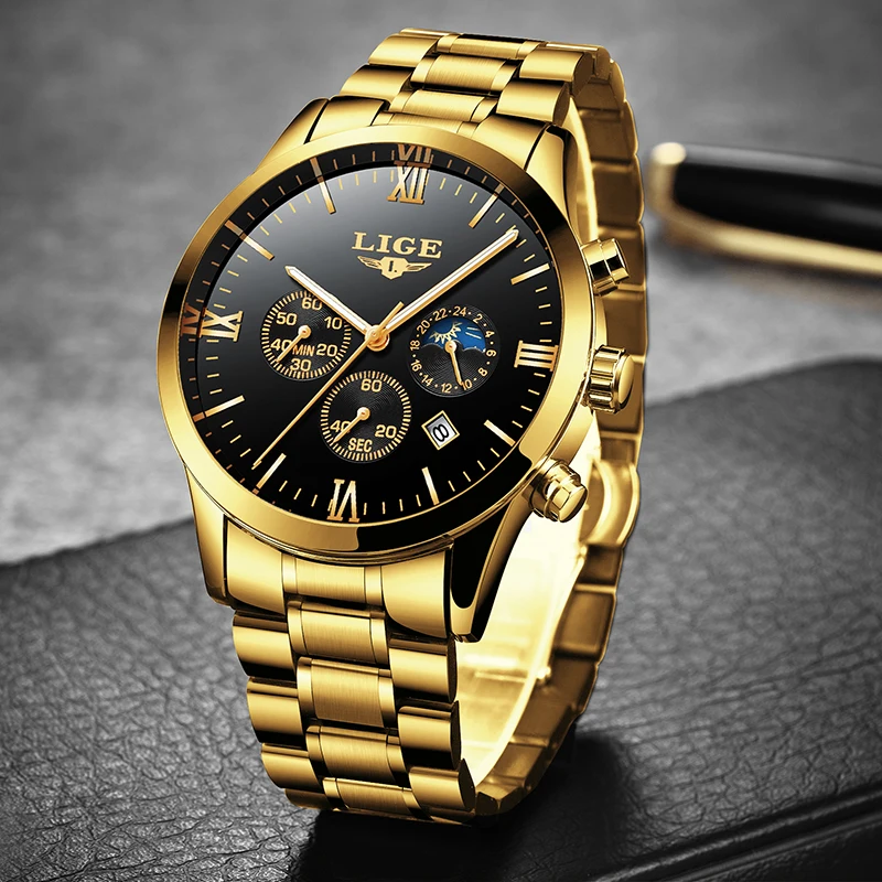 2020LIGE часы для мужчин хронограф спортивные мужские Топ бренд класса люкс