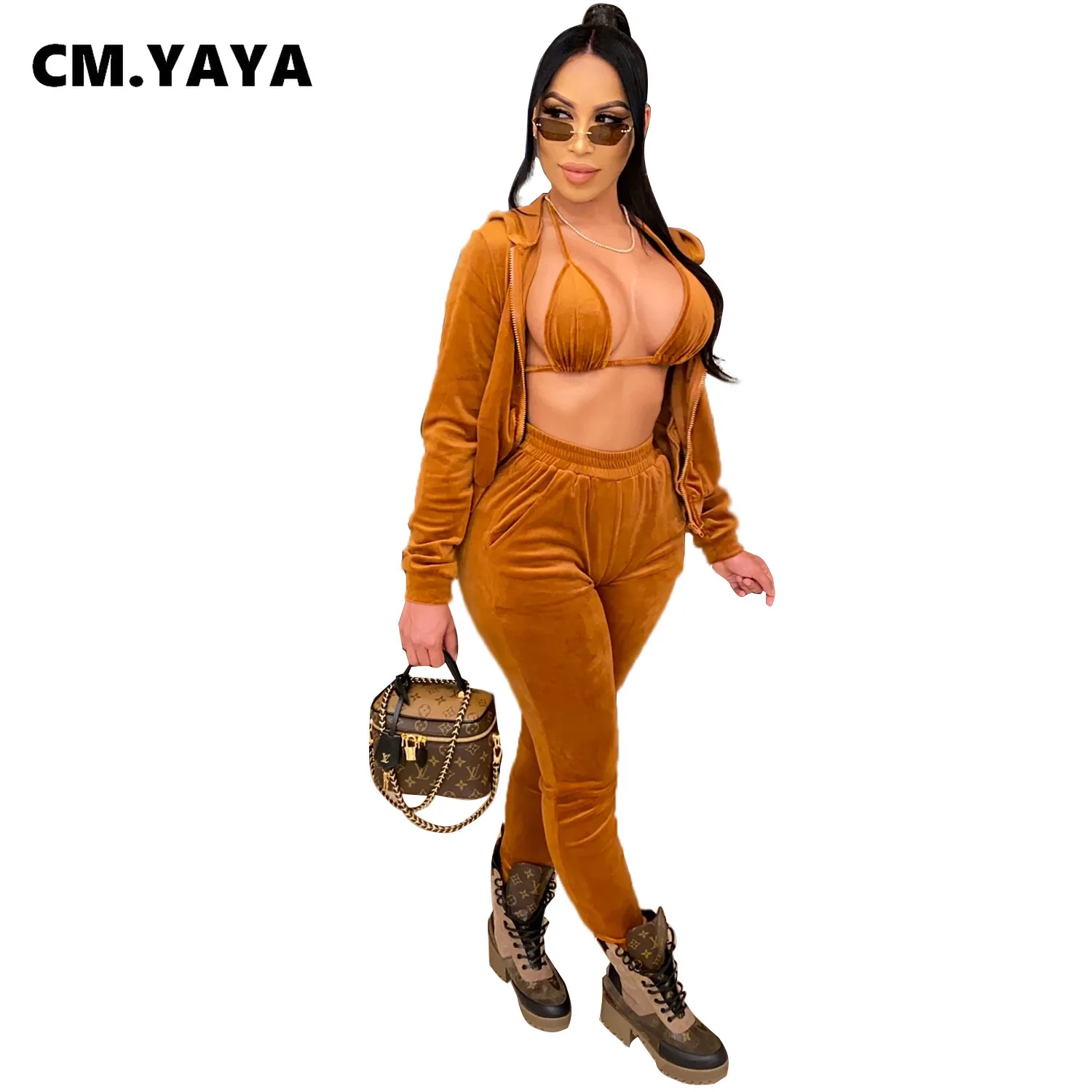 Спортивный вельветовый тренировочный костюм CM.YAYA женский спортивный из