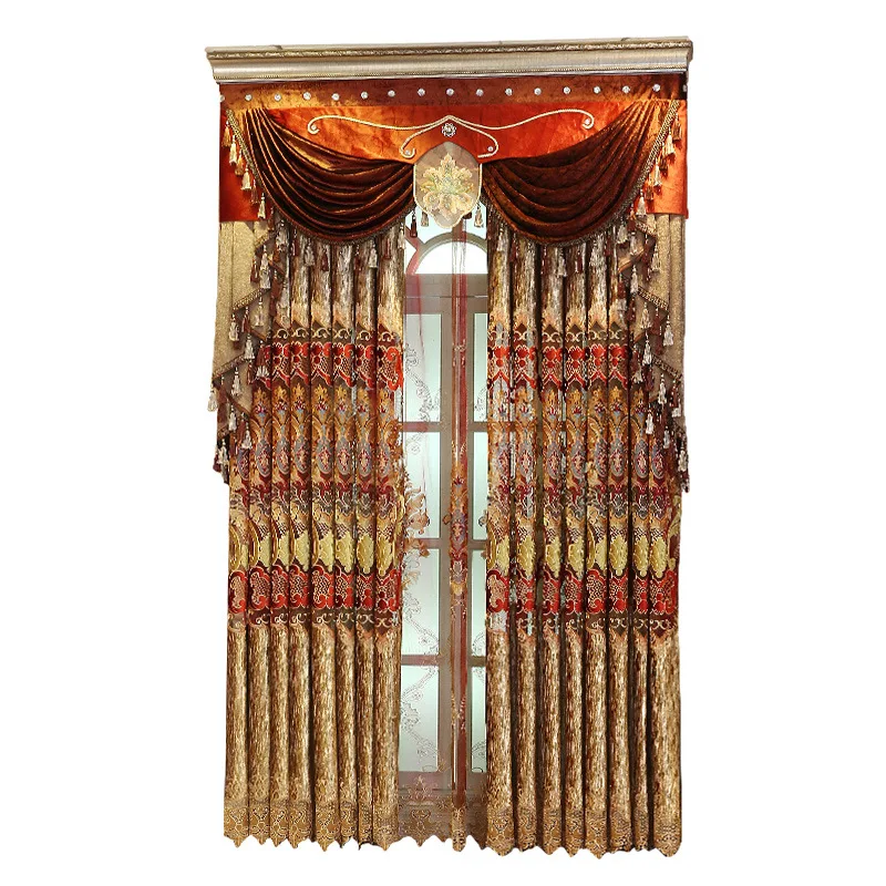

European Style Curtains For Living Dining Room Bedroom Embroidery High-end Hollow Laser Curtains Villa Curtains Customization