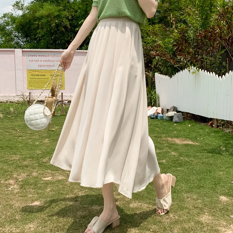 Повседневные однотонные женские платья A-образной формы с длинными юбки для