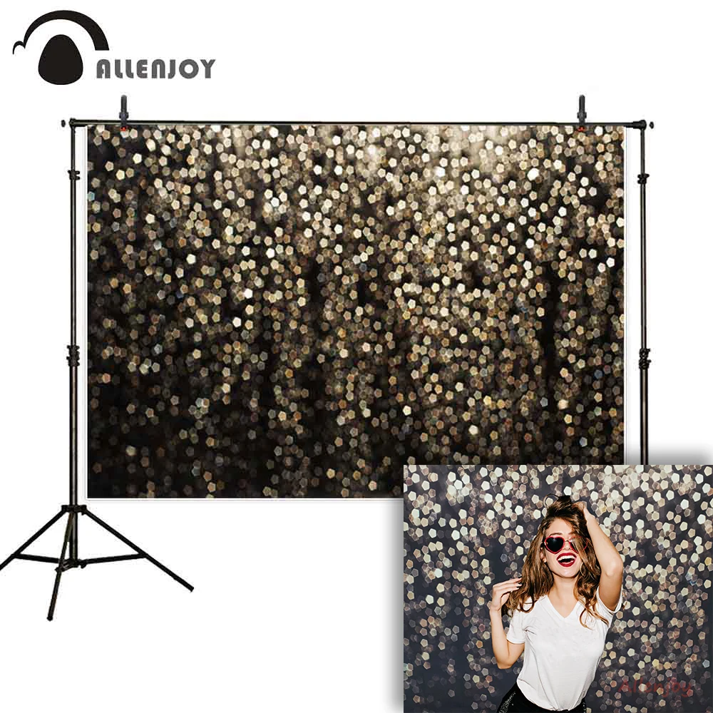 Фон для фотосъемки Allenjoy черный золотой блестящий боке Блестящий студия вечерние