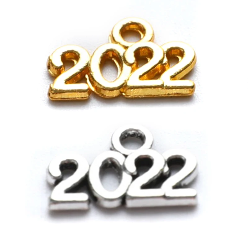 

100pcs 2022 Year Charms Alloy Metal Souvenir Pendant For DIY Handmade Accessory