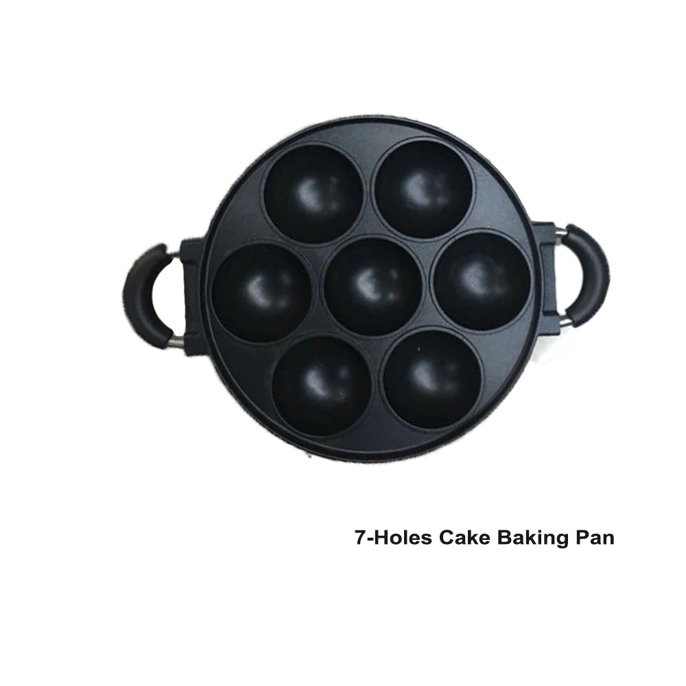 

7-Hole Cake Cooking Pan Cast Iron Omelette Pan Non-stick Cooking Pot Breakfast Egg Cooking Pie Cake Mold Kitchen Cookware