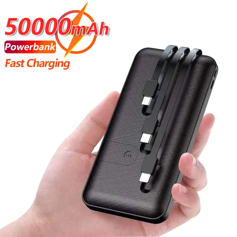 

50000mAh Portable Battery Pack Fast Charging External Battery Built-in Charging Wire with Mobile Phone Holder Watching Movier