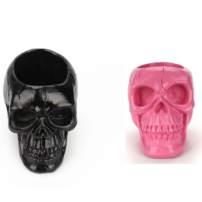 

Skull Office Stationery Storage Pen Container Terror Funny Man Skull Makeup Pen Storage Container