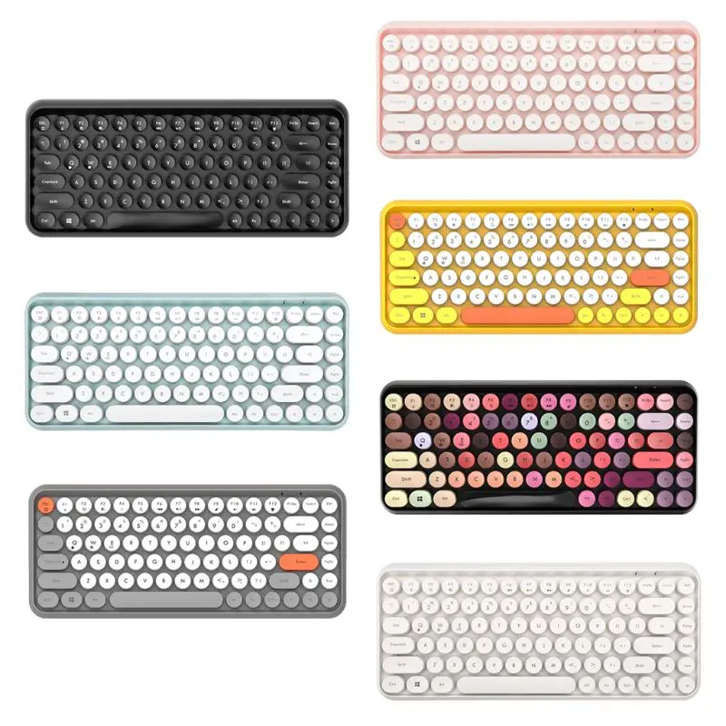 

308i Wireless Bluetooth Keyboard Round Key Cap Gaming Keypad with 84 Keys for PC