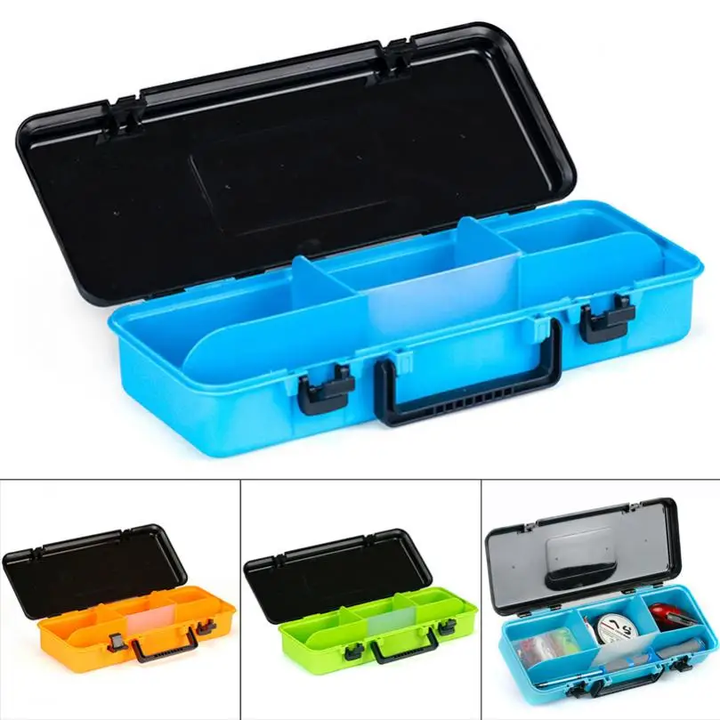 

Portable 4 Grids Fishing Box 40 x 17 x 8cm Multifunctional Fishing Rod Lure Reel Tools Case Plastic Big Fishing Tackle Box