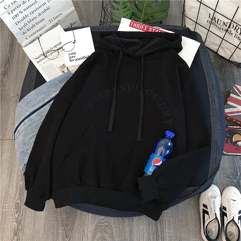 

Women's Hoodie Plus Velvet Thickening Loose Korean Version of The Coat Women's New Autumn and Winter with Hoodie Coat