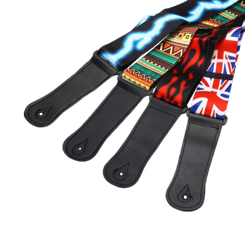 Многоцветные ремни для гитары с концами из искусственной кожи регулируемые