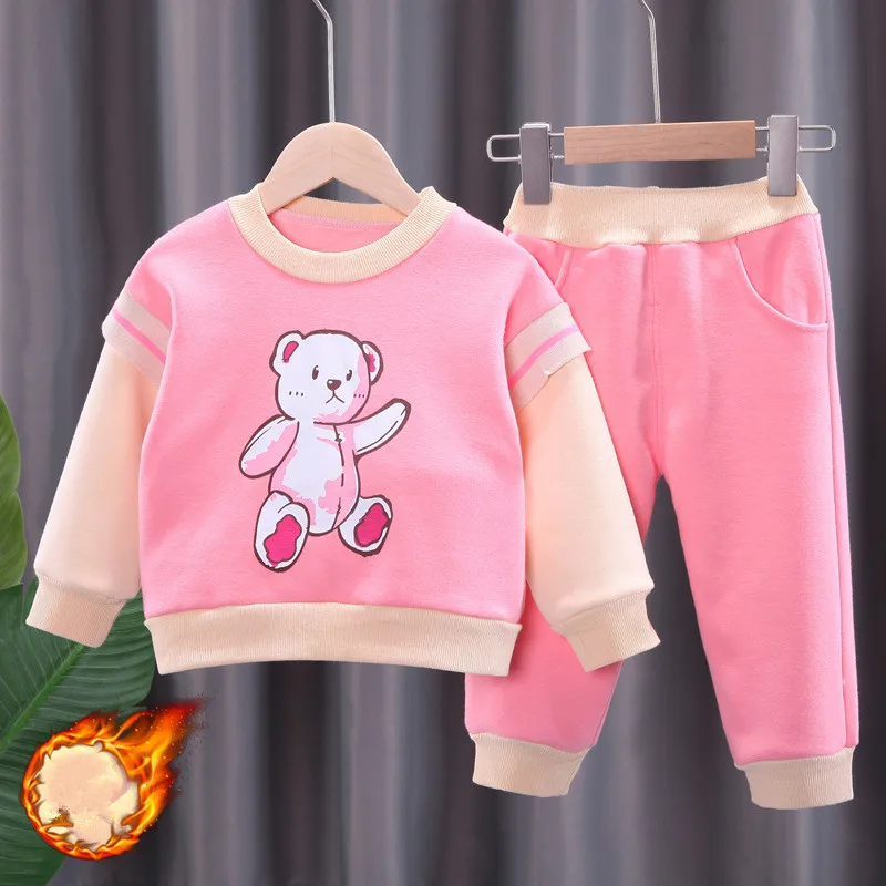 Одежда для маленьких девочек осенне-зимний теплый костюм детей бархатный свитер