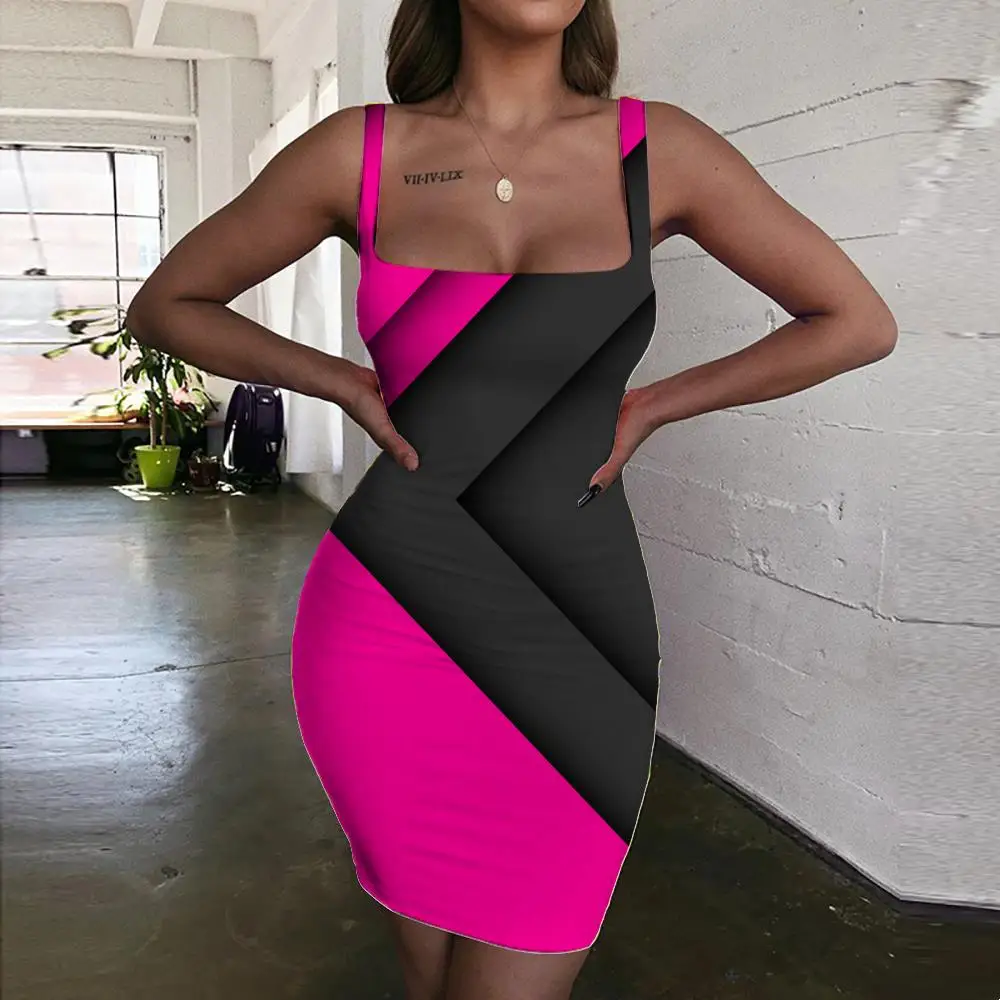 

Giyu Brand Geometry Dress Women Creativity Bodycon Dress Art 3d Print Harajuku Ladies Dresses Womens Clothing Plus Size Short